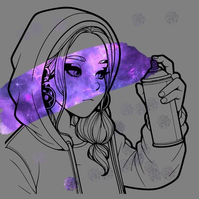 a realistic girl, spray painting