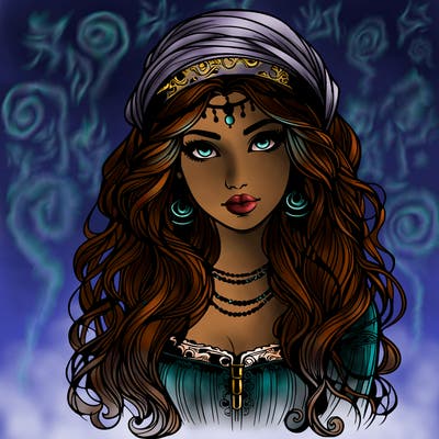 realistic beautiful mysterious gypsy girl