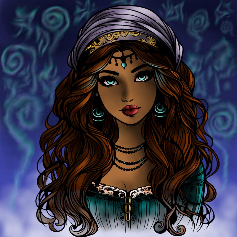 realistic beautiful mysterious gypsy girl