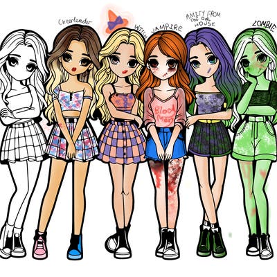 a group of girls realistic