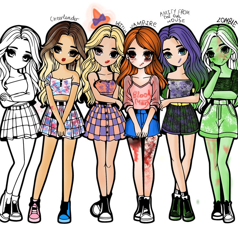 a group of girls realistic