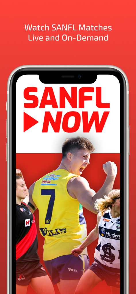SANFL Now - SANFL Now app interface for streaming South Australian football matches live and on demand