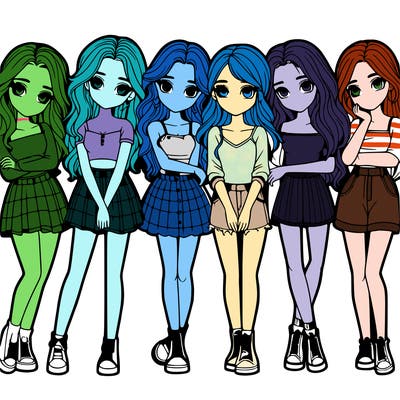 a group of girls realistic