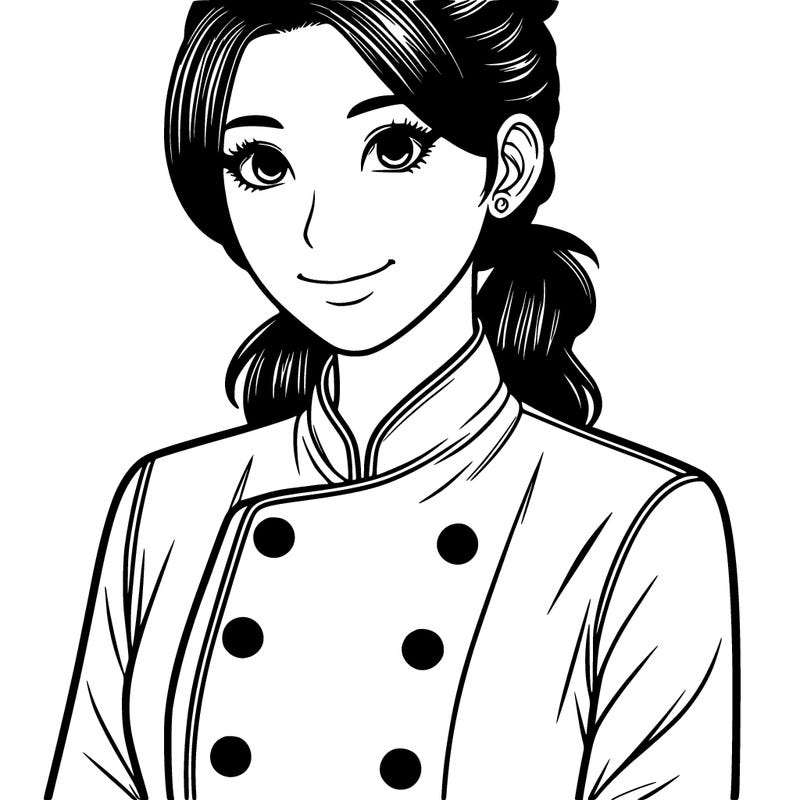 realistic asian woman cuisine chef
