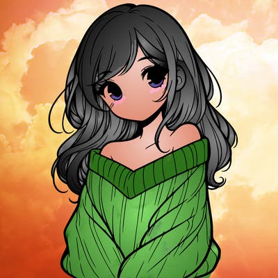 shy pretty girl wearing a sweater that is falling off one shoulder portrait