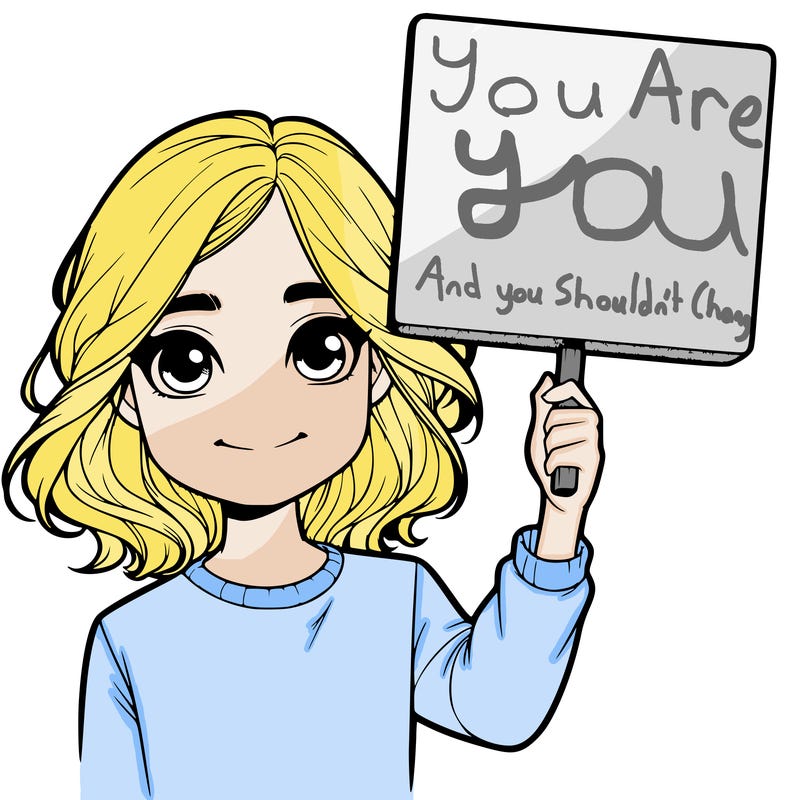 realistic girl holding up a sign