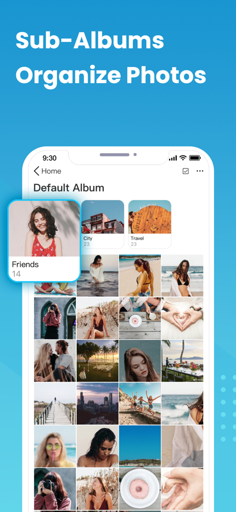 InCalc - InCalc app interface showing organized sub-albums for photos and videos.