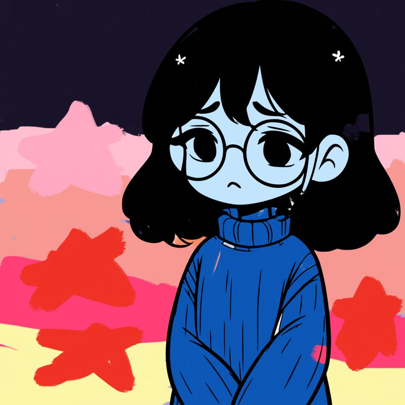sad girl with glasses in a sweater