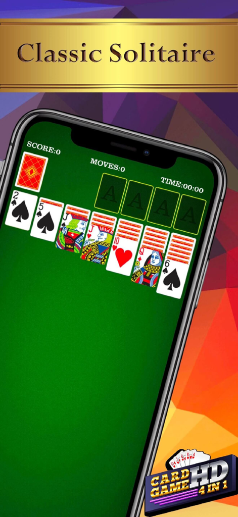 Classic solitaire card game gameplay on a mobile phone screen
