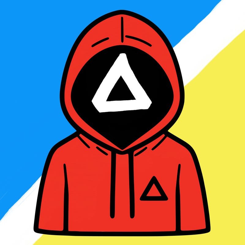a person with non face waering a hoodie with a small triangle symbol