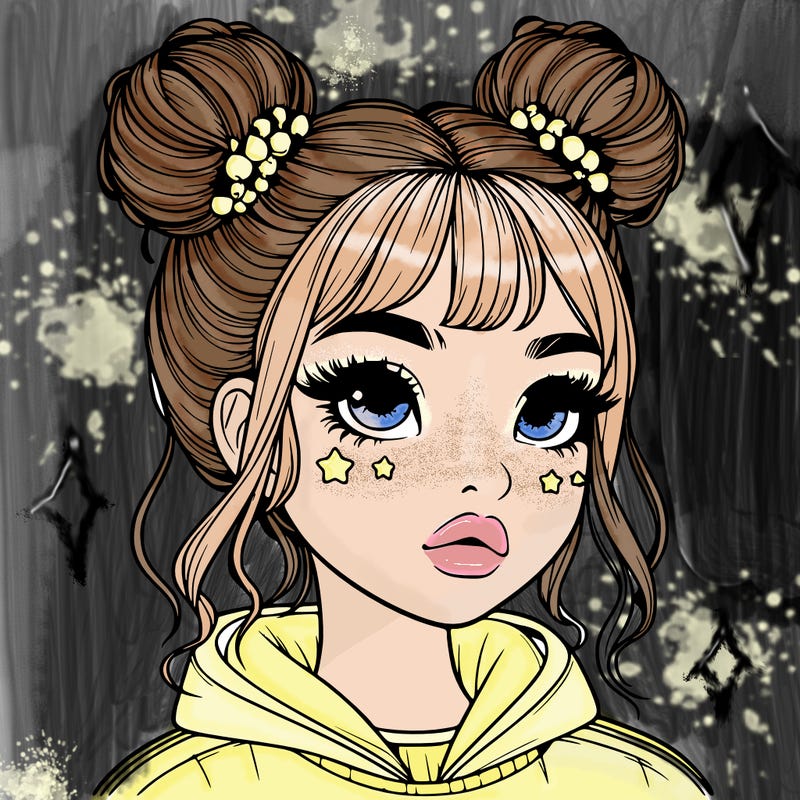 realistic girl with space buns