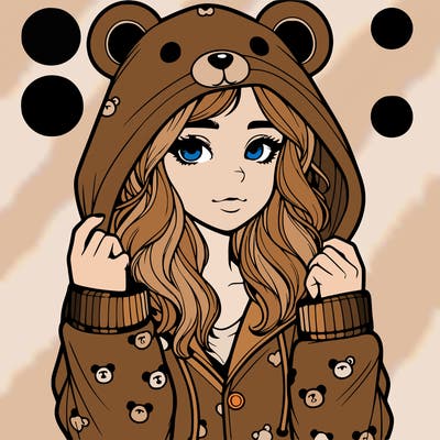 realistic girl in a animal pjs hoodie