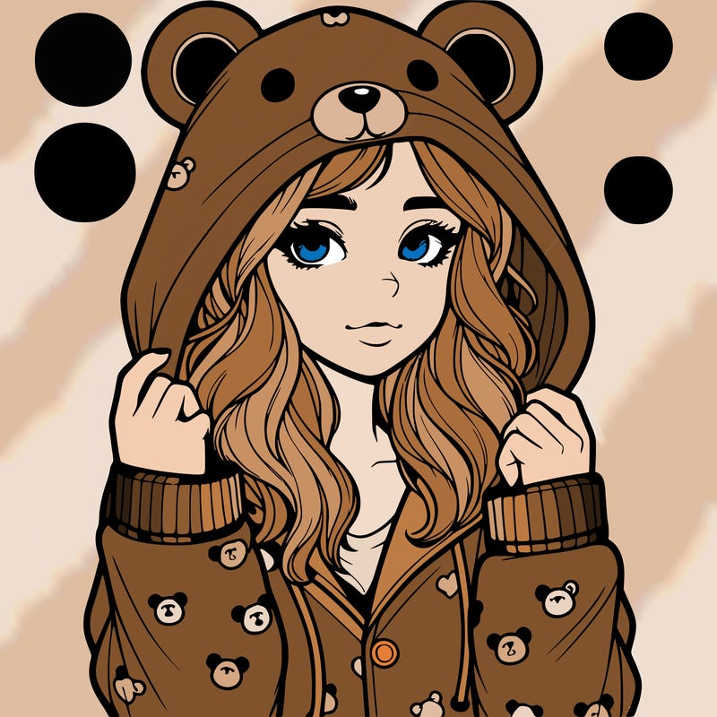 realistic girl in a animal pjs hoodie