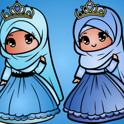 muslim girl with princess crown and gown