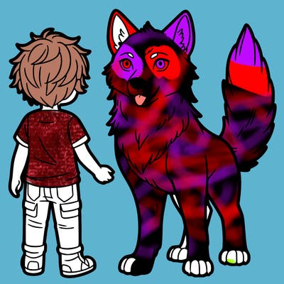 a wolf and a person
