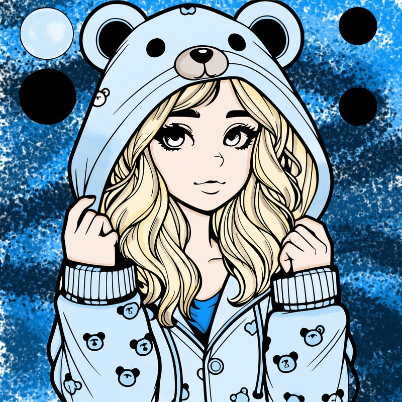 realistic girl in a animal pjs hoodie