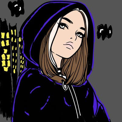 a realistic girl in a hoodie