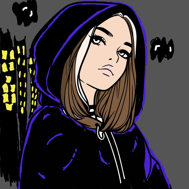 a realistic girl in a hoodie