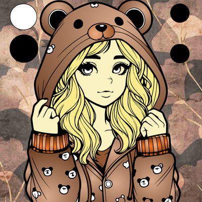 realistic girl in a animal pjs hoodie