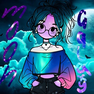 girl with a messy ponytail glasses a baggy crop top and jean shorts