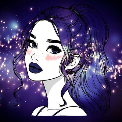 realistic girl with a ponytail on her hair and lips