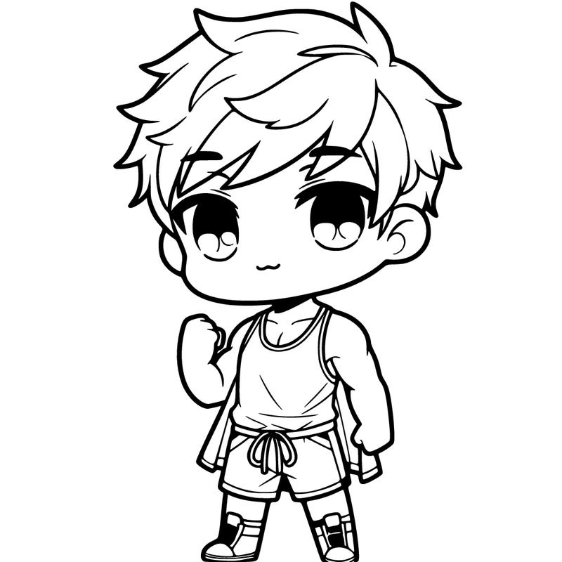 chibi boy with shorts and a tanktop