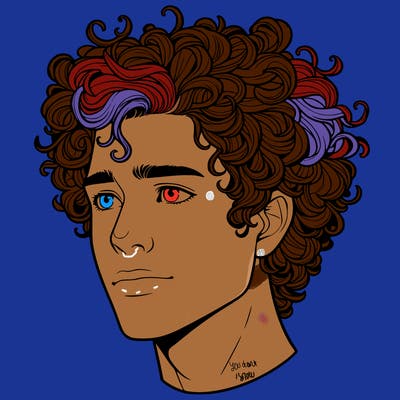 realistic guy with curly hair
