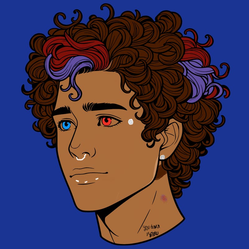 realistic guy with curly hair