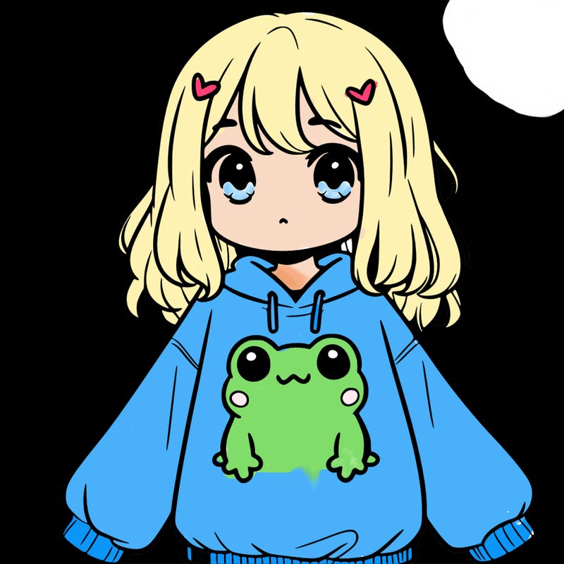 girl wearing frogging sweatshirt