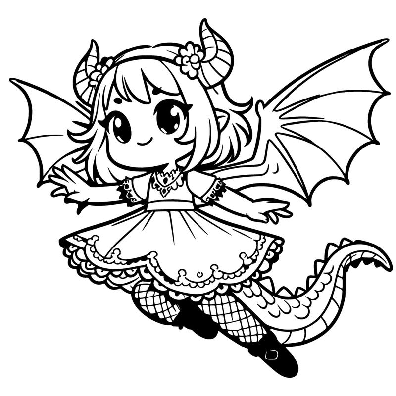 a dragon girl flying
