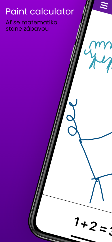 Painting calculator - Interfaz de la aplicación Calculadora de Pintura que muestra a un niño dibujando y una ecuación matemática