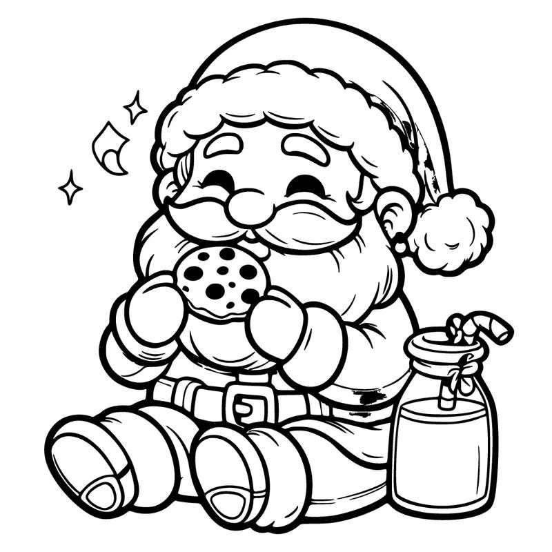 santa claus eating milk and cookies
