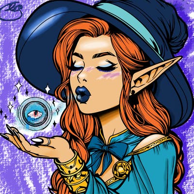 realistic elf casting a spell with lips