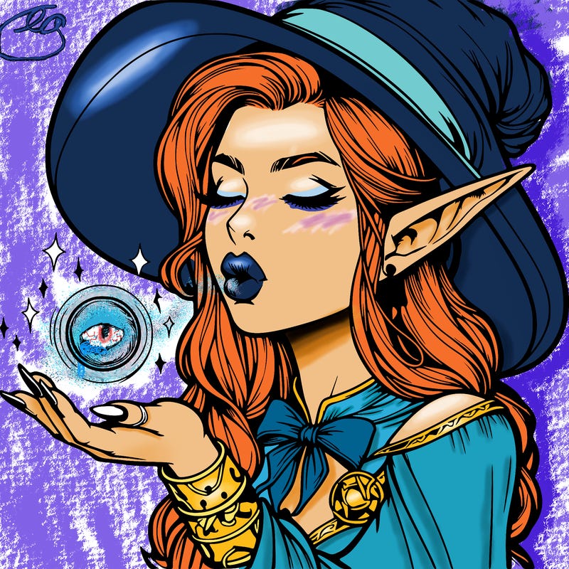realistic elf casting a spell with lips