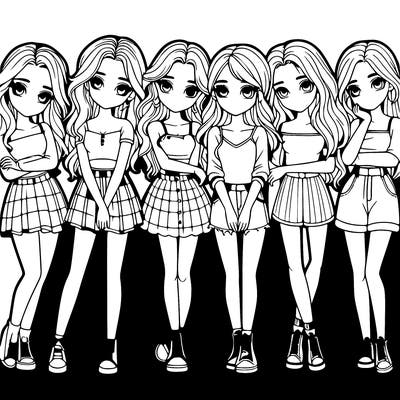 a group of girls realistic