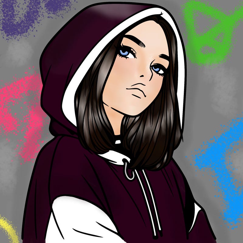 a realistic girl in a hoodie