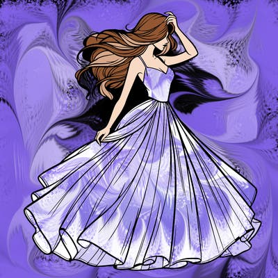 realistic woman with dress flowing in the wind