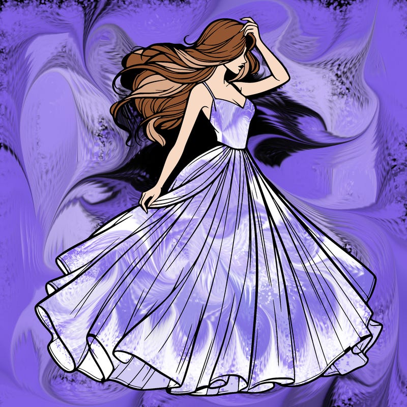 realistic woman with dress flowing in the wind