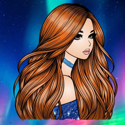 realistic girl with long realistic hair