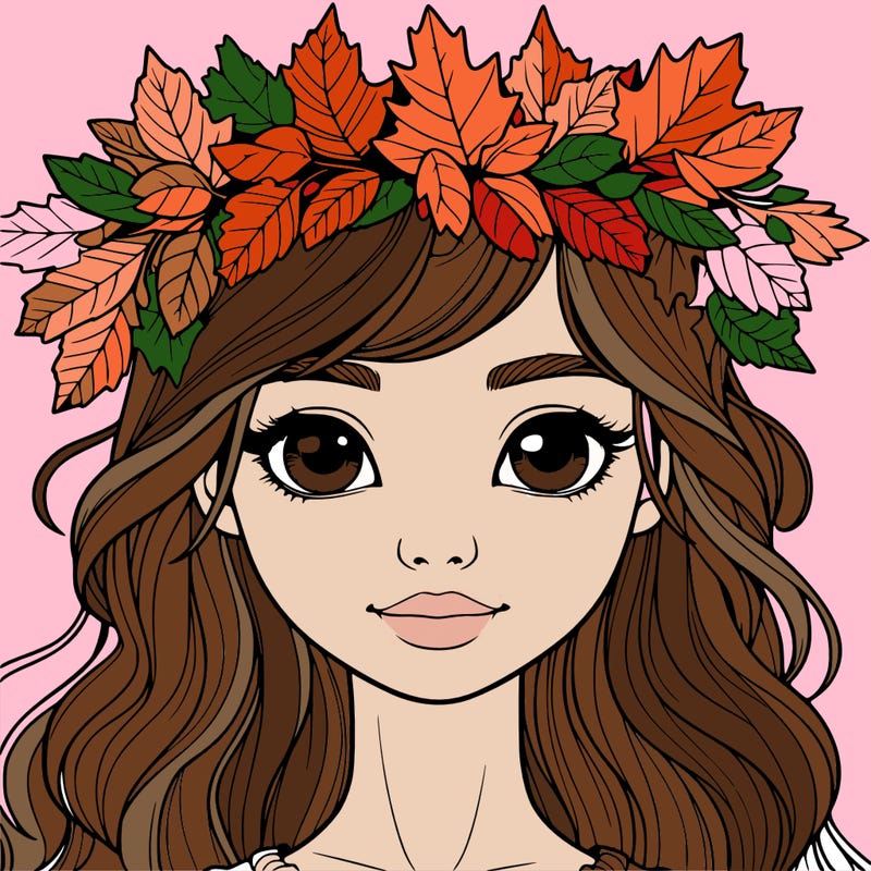 realistic girl with fall leaf crown