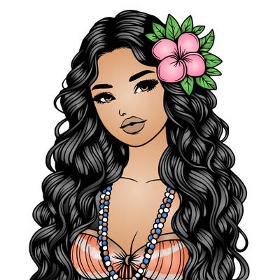 realistic beautiful hawaiian woman,long dress,haku lei, lips