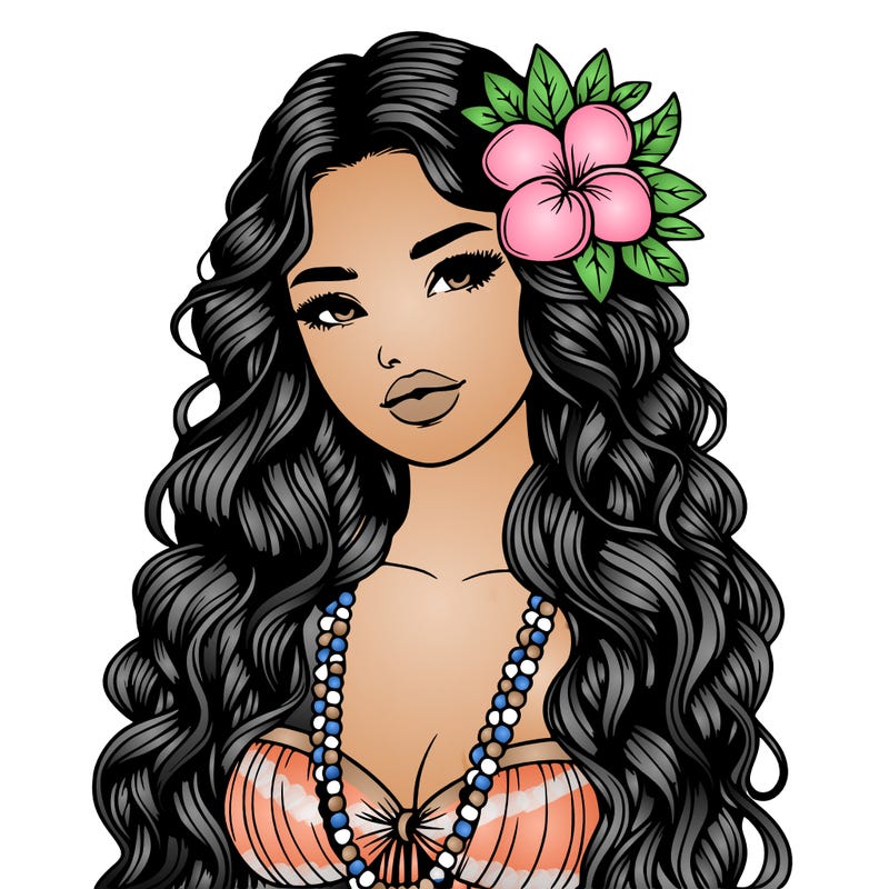 realistic beautiful hawaiian woman,long dress,haku lei, lips