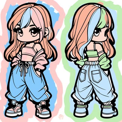 girl in crop top and baggy pants