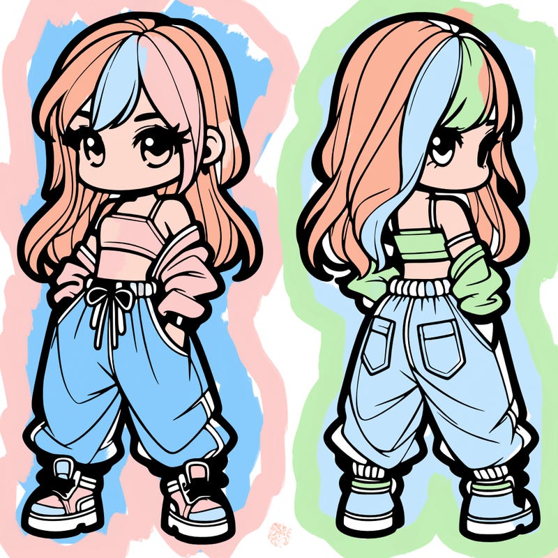 girl in crop top and baggy pants