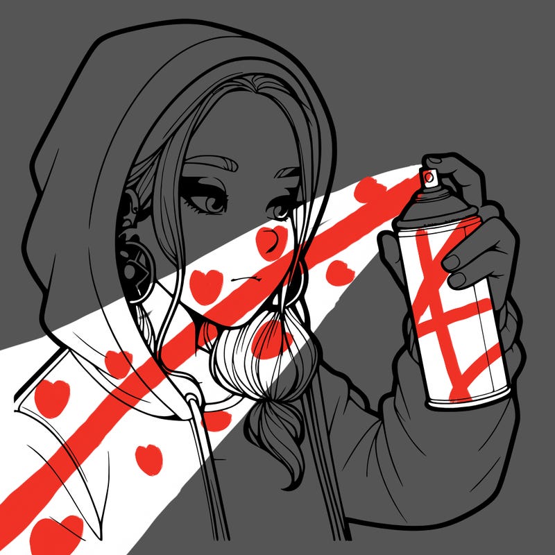 a realistic girl, spray painting