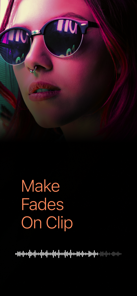 A young woman with pink hair wearing sunglasses with text saying Make Fades On Clip