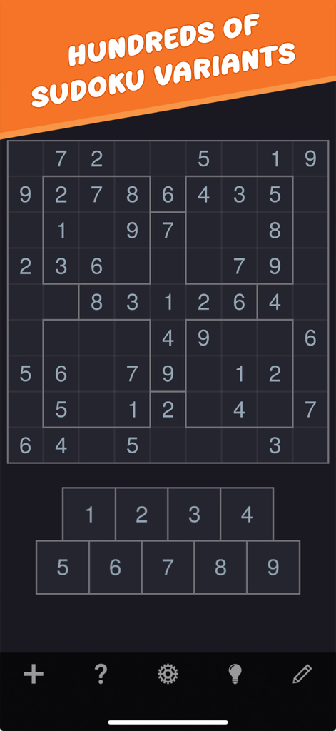 Sudoku Mega Bundle - A gameplay screenshot of a complex multi grid Sudoku variant from the Sudoku Mega Bundle app