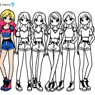 a group of girls wearing crop tops and shorts