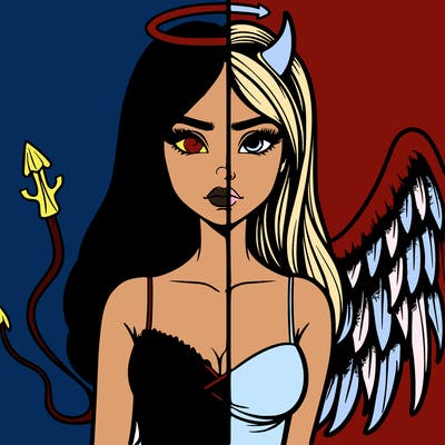 devil vs angel realistic girl