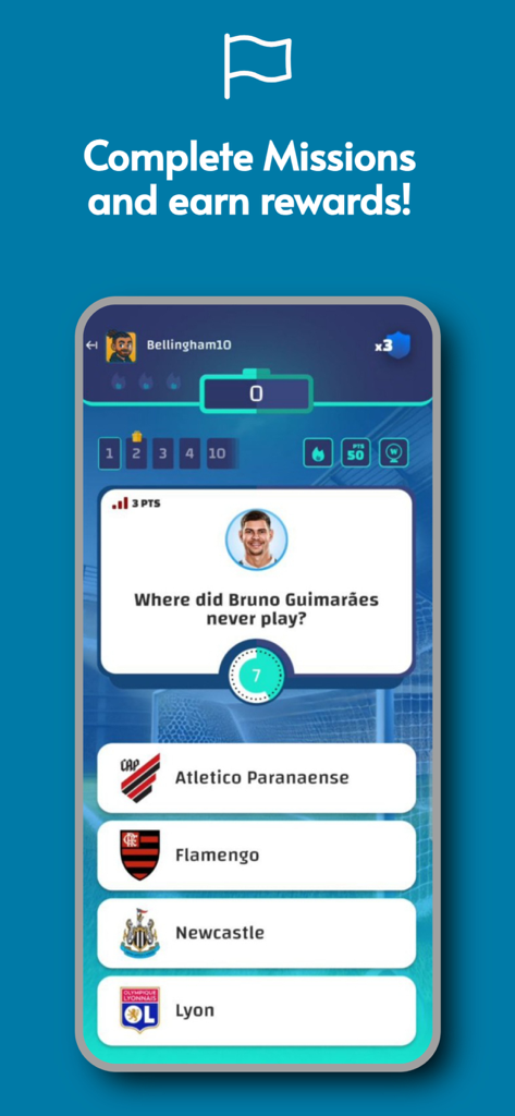 Football Masters – Trivia Game - Soccer trivia question about a player career in Football Masters Missions mode